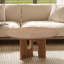 Table basse ronde de 80 cm en placage de frêne avec piètement sculptural, table centrale moderne du milieu du siècle pour petits espaces