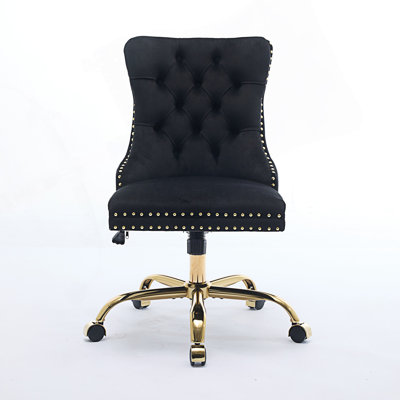 Chaise de bureau moderne rembourrée capitonnée avec base en métal