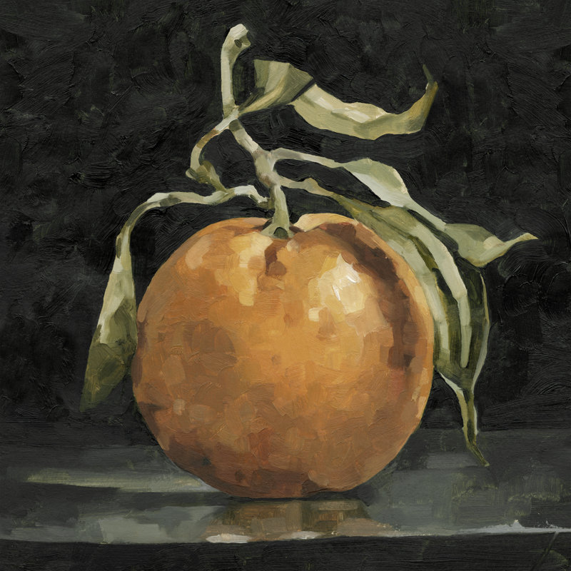 «Dark Orange Deux II» par Emma Caroline - peinture sur toile tendue, H 12 po x l 12 po