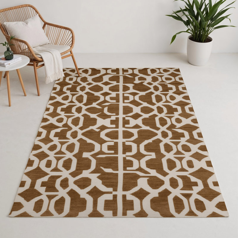 Trellis Brown Indoor and Outdoor Area Rug, Rectangle 3' x 5'
