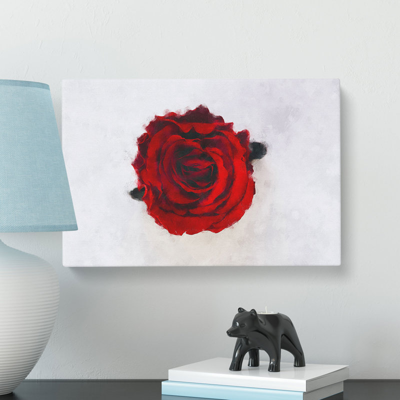 Red Rose In Bloom - Wrapped Canvas, 40cm H x 60cm W x 3cm D
