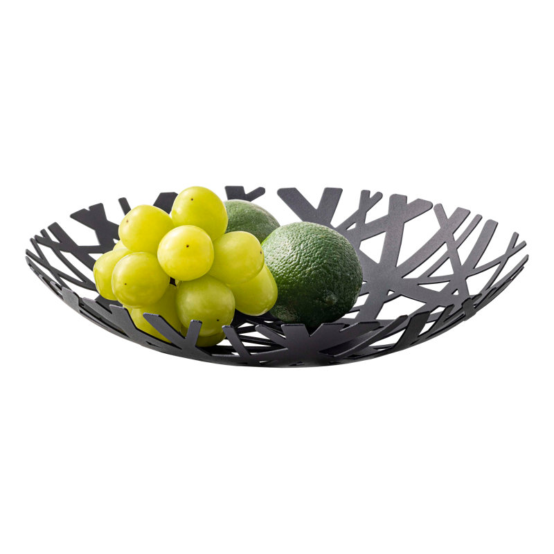 Black Steel Cut-Out Circular Fruit Bowl
