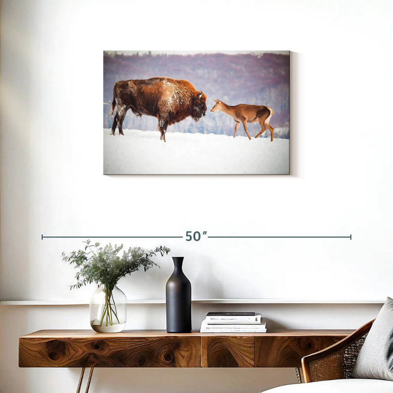 Brampt Bison And Deer In Winter