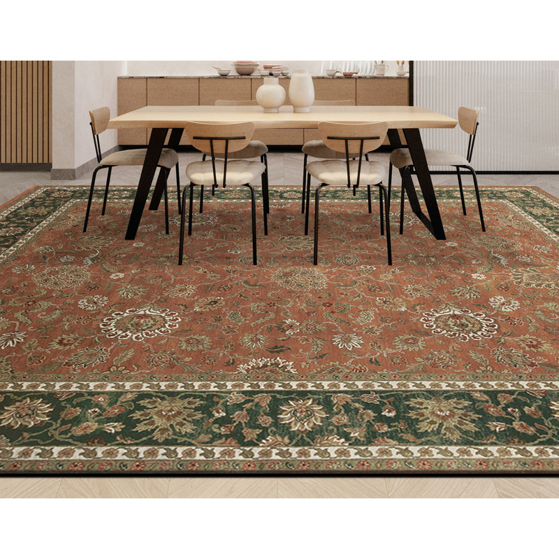 Tapis pêche et vert noué à la main de haute qualité