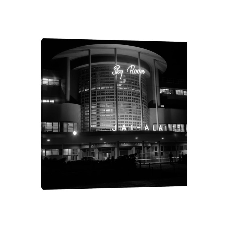 1930S Night Shot Of Jai Alai Nightclub Club The Sky Room Art Deco Building Manila Philippine Islands Philippines - Wrapped Canvas Print