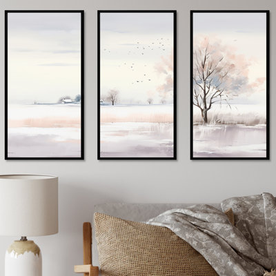Paysage d'hiver «Minimalisme I», ensemble d'art sur toile paysage d'hiver