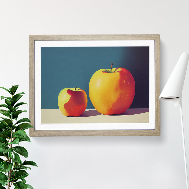 Two Apples Fruit Vol.1 - Framed Print, 34cm H x 46cm W x 2cm D, Oak