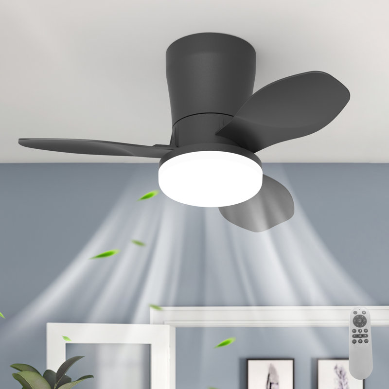 65cm Ceiling Fan with LED Lights, Black, Black