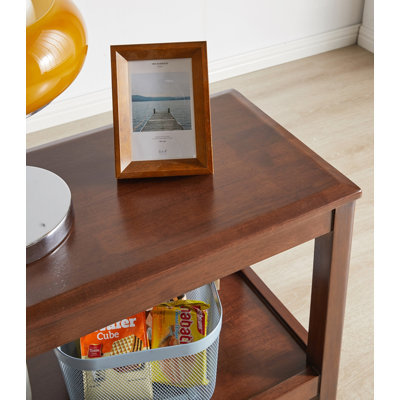 100% Solid Rubber Wood Rustic Side Table