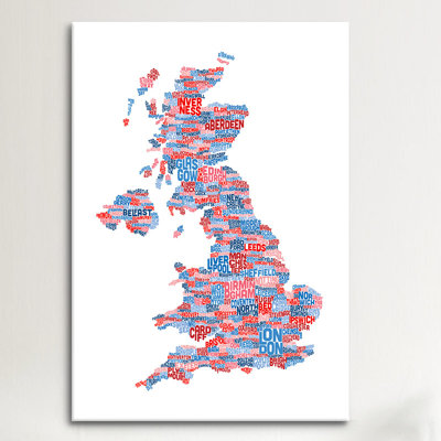 « grande-bretagne villes text map » par michael tompsett, art textuel sur toile