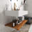Wall-Mounted Floating White Rectangular Acrylic Integrated Basin With Striped Shelves Layer Bathroom Vanity In Dark Walnut-163598374