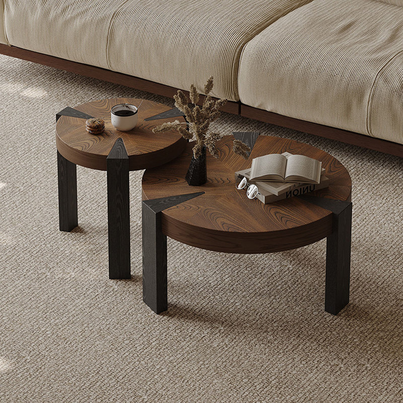 Round Household Wood Coffee Table Set