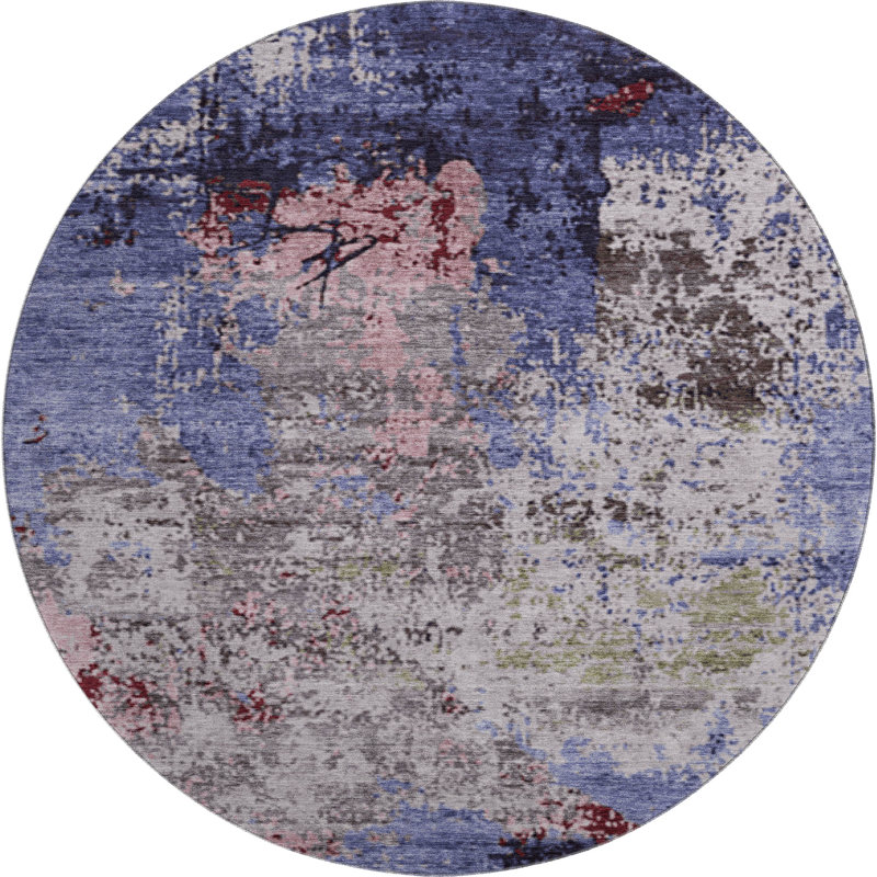 Premium Machine Washable Breault AMF1911 Abstract Rug, Round 8'
