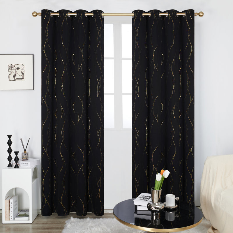 Blackout Curtain Pair, Black, 132cm W x 160cm D