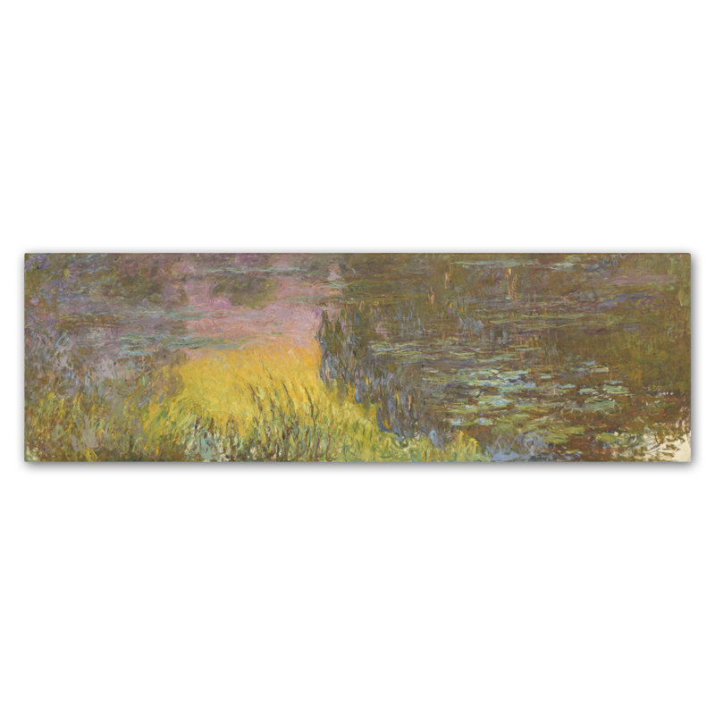 « the water lillies setting sun » par claude monet-impression sur toile tendue, H 16 po x l 47 po x P 2 po