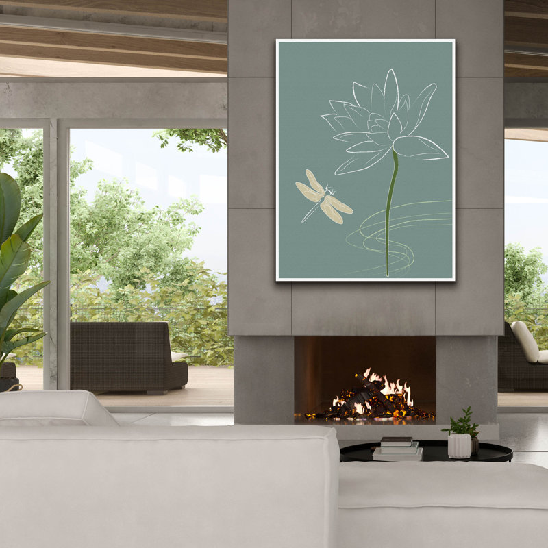 «Japanese Art Style Dessin Libellule et la fleur» par Sabrina Balbuena, 40 po x 54 po, H 54 po x l 40 po