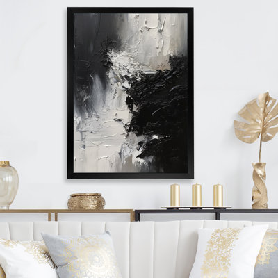 Noir et blanc délicat coups de pinceau II - art abstrait en marbre