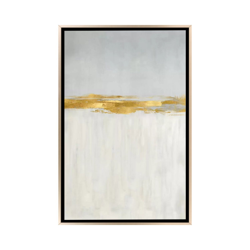 Linear Gold II - reproduction d'art murale - toile encadrée, H 48 po x l 32 po, Impression encadrée sans passe-partout