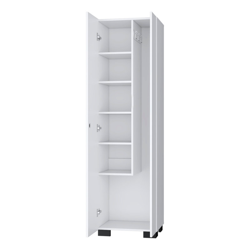 Armoire à balai blanche avec étagères intérieures - organisez votre espace de rangement moderne
