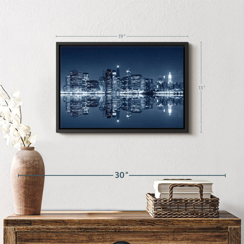 Impression sur toile illuminée NYC Skyline, H 13 po x l 19 po