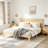 Solid Wooden Bed with Rattan Headboard-1699878002-1699878015