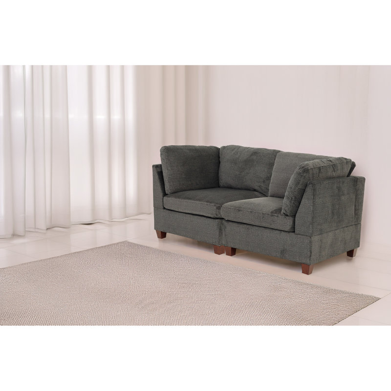 Modular - 2pc Gray Chenille, Wood Frame Chair Supportive