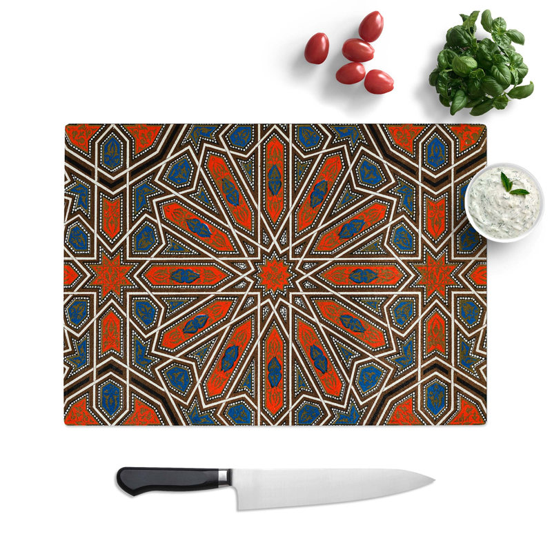 Tempered Glass Illustration Chopping Board, 28.5 cm W x 20 cm L