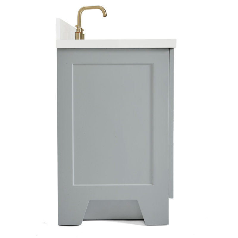 37 IN.  Single Bathroom Vanity, Gray, Left, Oval