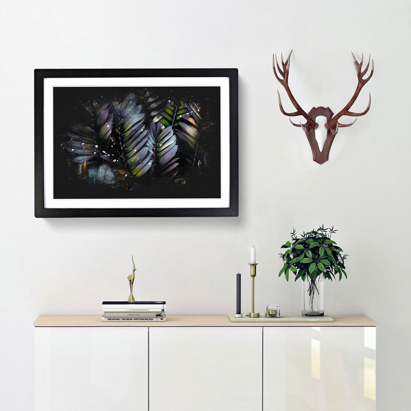 Plant Leaves - Picture Frame Graphic Art Print, 45cm H x 63cm W x 2cm D, Black Framed