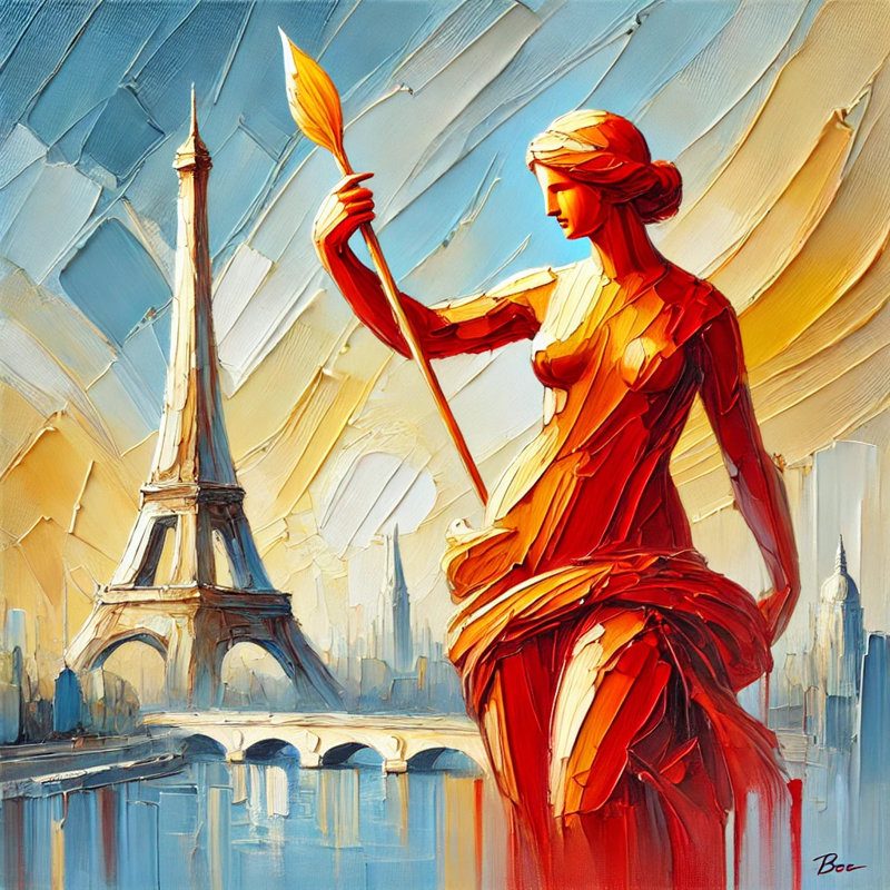«Parisian Grace with Torch», art mural sur toile tendue, H 12 po x l 12 po x P 1 po