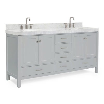 Meuble-lavabo double 72 po avec plateau en marbre Cambridge