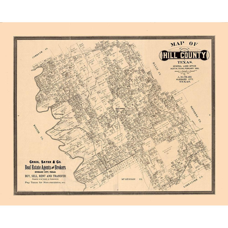 «Breakwater Bay Craig», art sur toile tendue sous le titre: Hill County Texas, Craig, 1886, H 28 po x l 34 po
