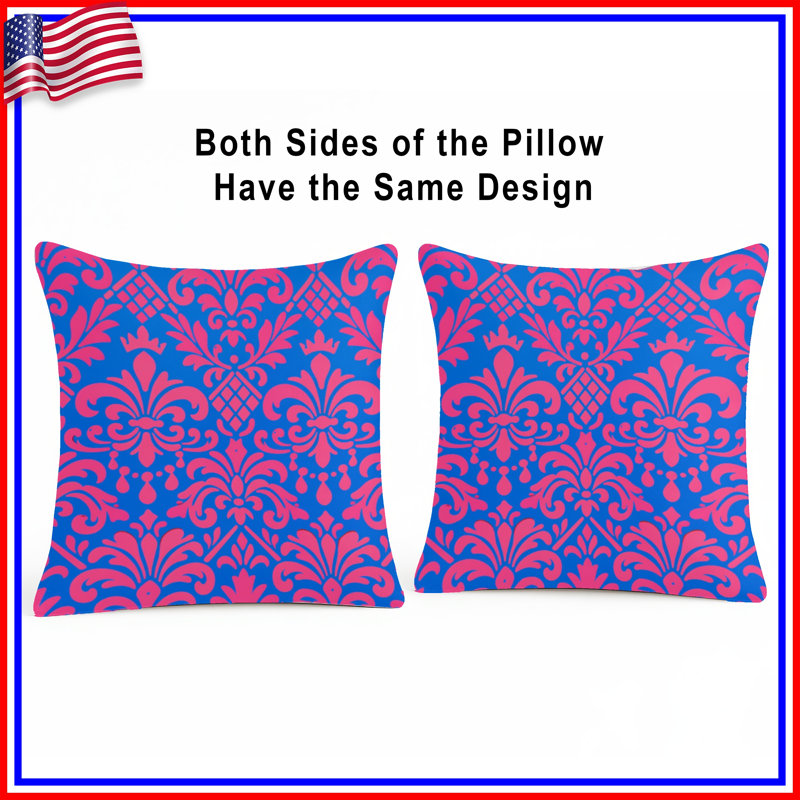 Pink Blue Damask Double Sided Throw Pillows, 20 x 20 inches