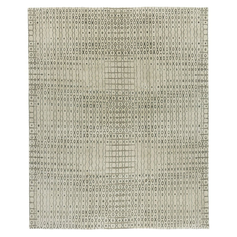 Legato Wool Geometric Area Rug in Gray/Beige, Rectangle 8' x 10'