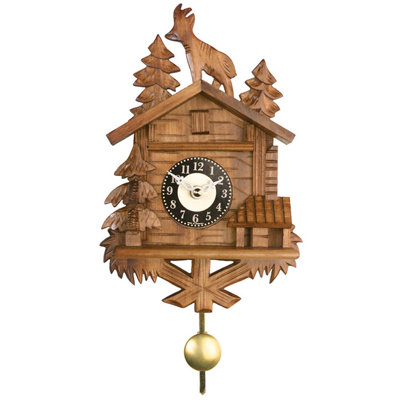  Horloge de chalet à quartz de 8 po de hauteur avec motif de chèvre sur le toit