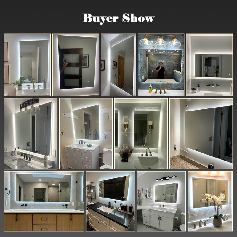 Anti-Fog & Dimmer Memory Function Tempered Glass LED Backlit Mirror with ETL, 48" x 32"