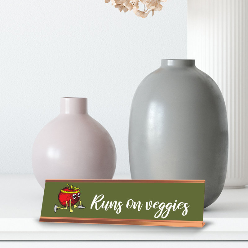 Plaque de bureau «Runs on Veggies»