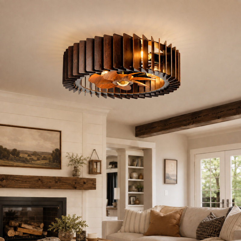 Ventilateur de plafond réversible en cage 20 po avec ensemble d'éclairage et télécommande Farmhouse