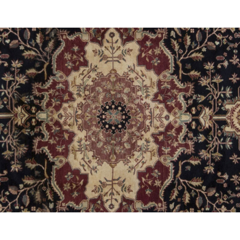 Hand-Knotted High-Quality Black and Rust Area Rug