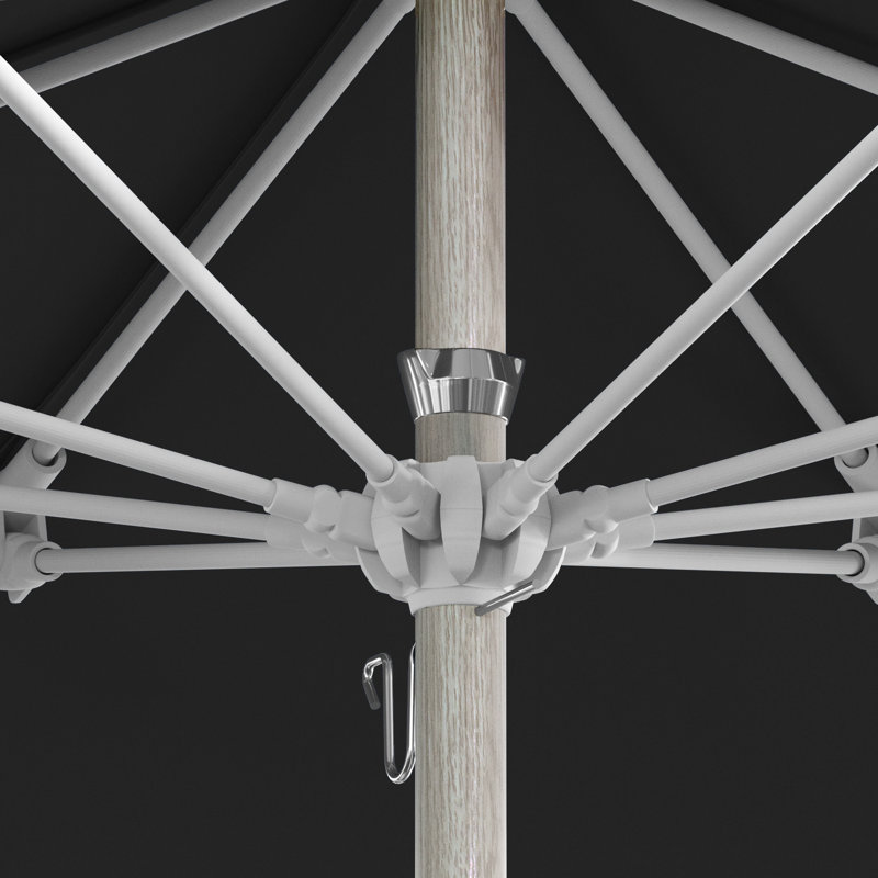 Parasol en fibre de verre de 9 pi en aluminium et grain de bois gris, Noir, noir, noir, noir