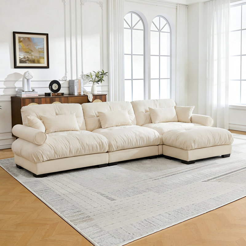 Ensemble de canapé modulaire Chenille, Chenille beige