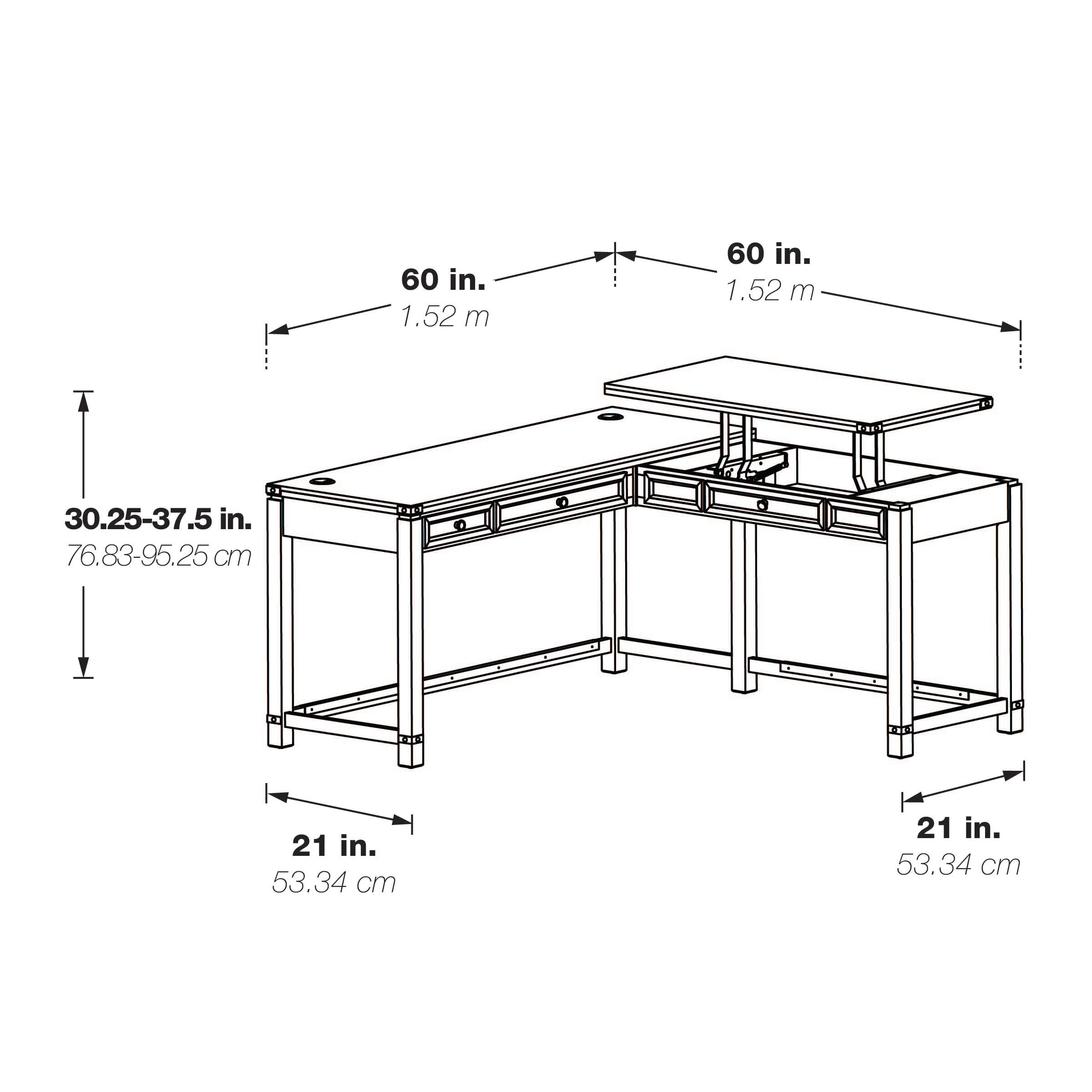 Loon Peak Dwanda Height Adjustable L-Shape Desk with Built in Outlets ...