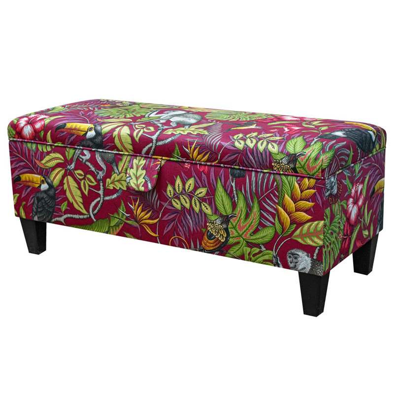 Cotton Upholstered Bench with Flip Top