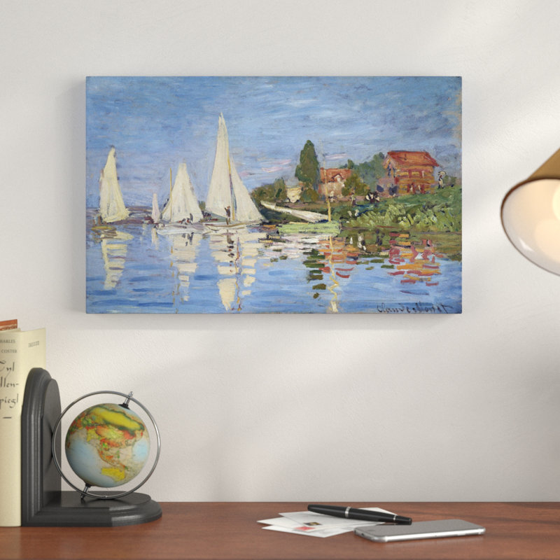«Regatta at Argenteuil» par Claude Monet, reproduction sur toile tendue, H 12 po x l 19 po