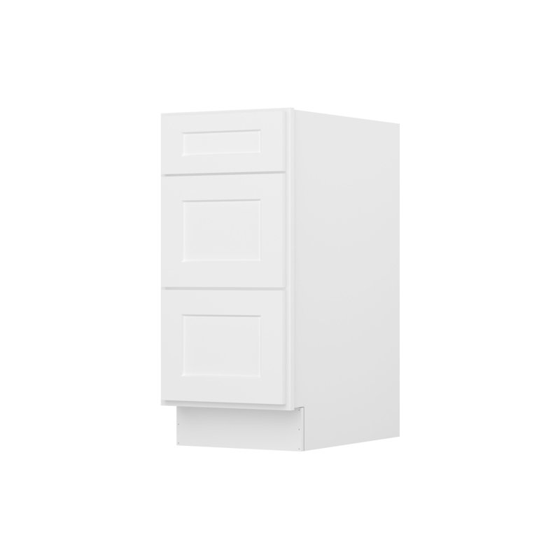 Meuble bas de cuisine à 3 tiroirs, à assembler soi-même, 61 cm de profondeur x 38 cm de largeur x 88 cm de hauteur, blanc