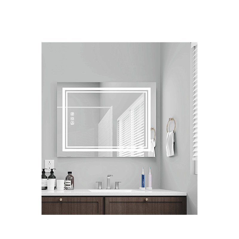 Lumière avant lumineuse pour miroir de salle de bain à DEL de 40 po x 24 po, désembuage de 5 minutes, réflexion Full HD, intensité variable à 3 couleurs, fixation murale