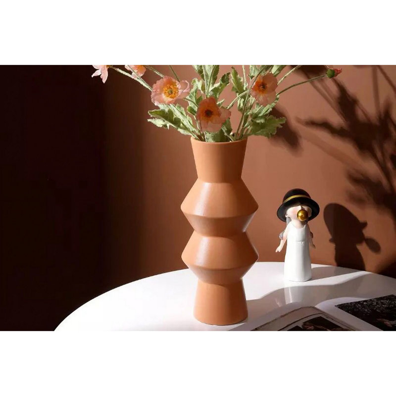 Élégant vase en céramique jaune, 4,3 x 11,4 x 4,3 pouces | 100% céramique de haute qualité, parfaite pour la décoration intérieure et les arrangements floraux | Design moderne, idéal pour le salon, le bureau ou les cadeaux