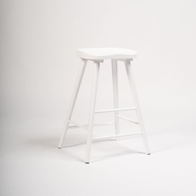 Migdalia Solid Wood Counter Stool, White