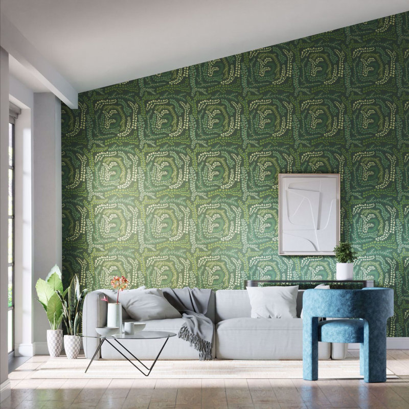 Fayola 10.05m x 52cm Wallpaper Roll, Fig Leaf/Clover