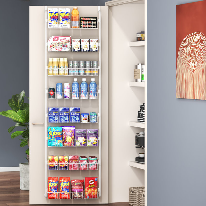 Over The Door Pantry Organizer, 8-Tier Pantry Organization and Storage, Metal Hanging Spice Rack for Pantry Door, Kitchen, Laundry, Bathroom Organization